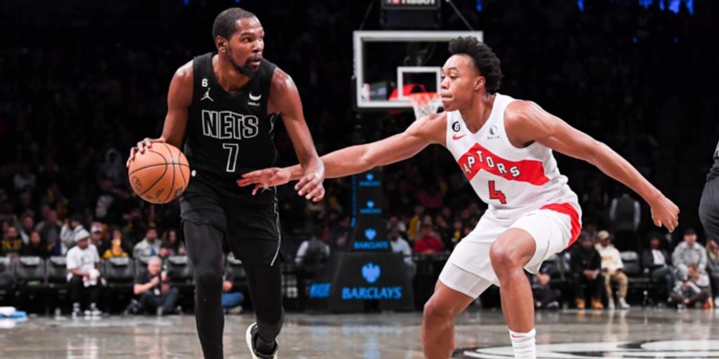 Durant breaks late tie with three, Nets top Raptors 109-105