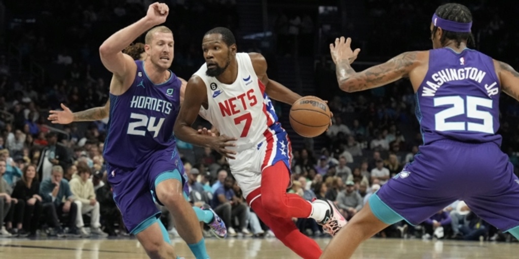 Kevin Durant scores 27, leads Nets past Hornets 98-94