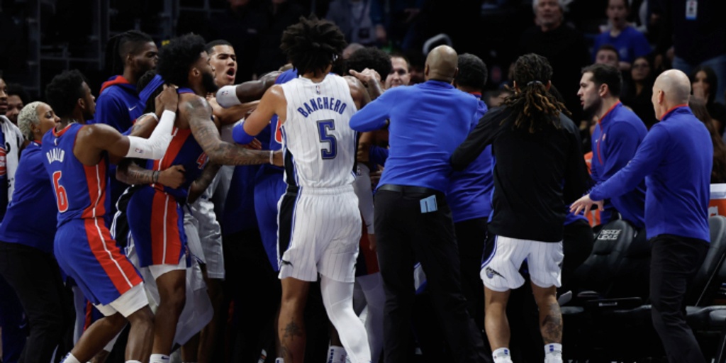 NBA suspends Hayes, Wagner and 9 others after Pistons-Magic scuffle