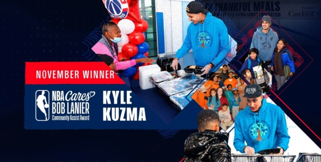 Wizards' Kyle Kuzma wins NBA Cares Bob Lanier Community Assist Award
