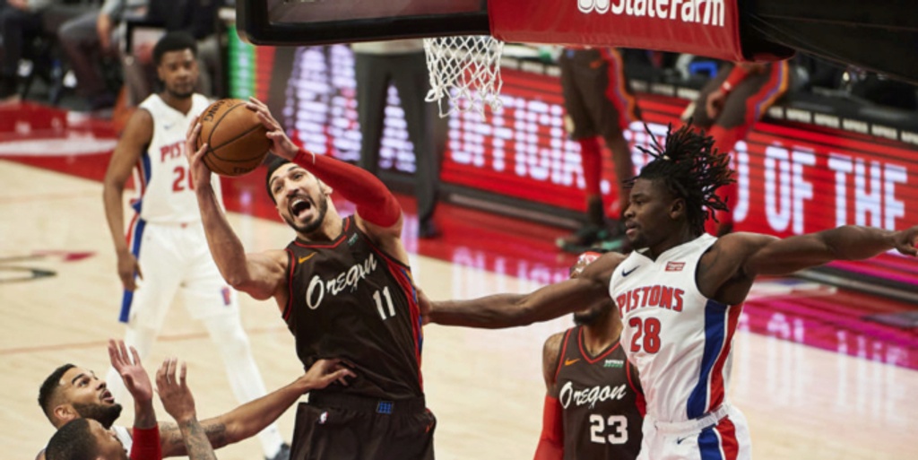 Enes Kanter has 30 rebounds with 24 points, Blazers beat Pistons 118-103