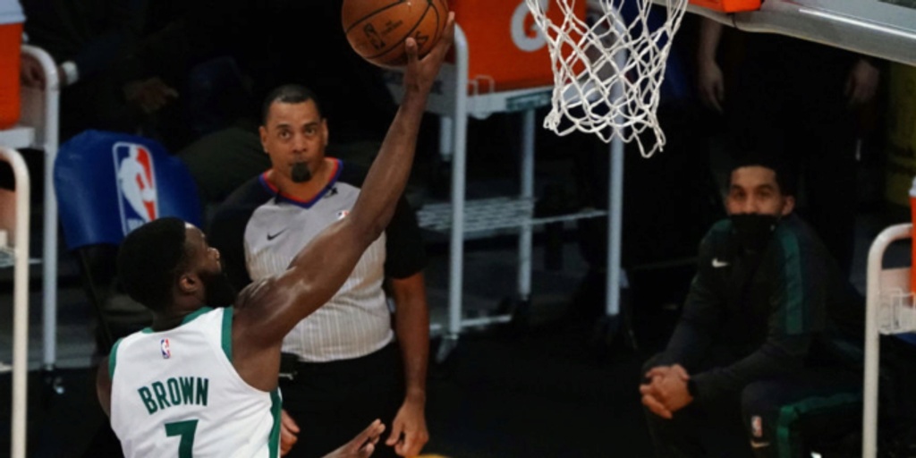 Jaylen Brown scores 40, Celtics beat depleted Lakers for fifth straight win