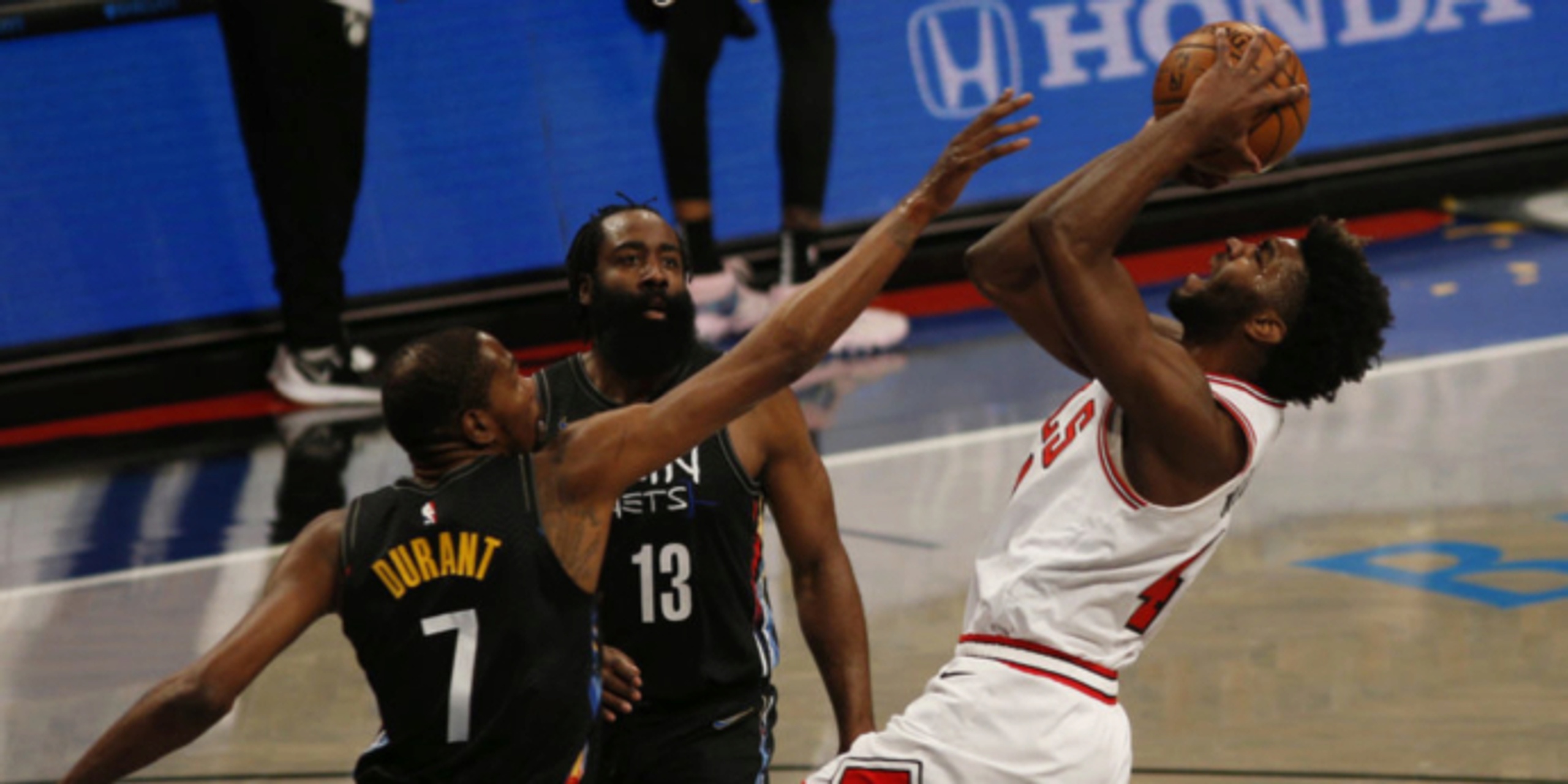 Nets finally get Harden, Irving and Durant back together, beat Bulls 105-91