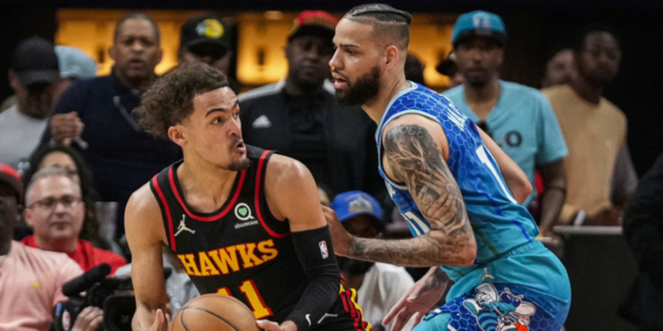 Young, Hunter lead Hawks to 132-103 Play-In rout of Hornets