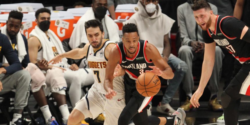 Trail Blazers beat Nuggets 115-95 in Game 4 to tie series